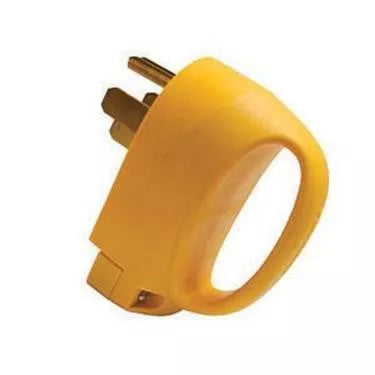 Yellow Marinco 50MPRV 50 Amp Male RV Replacement Plug - Side Angle | United RV Parts