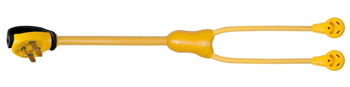 Yellow Marinco 50A to 30A Y-Adapter Cable - Side View | United RV Parts