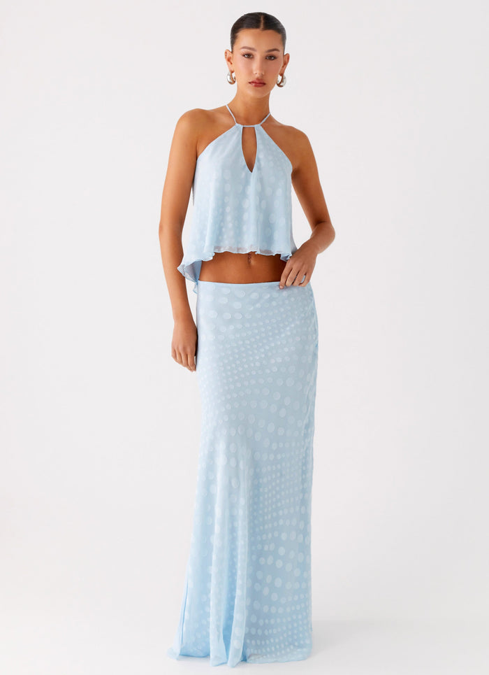 Mena Chiffon Spot Maxi Skirt - Blue