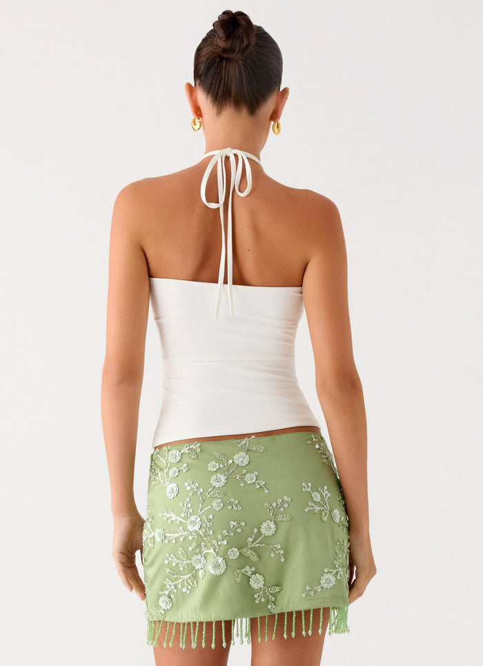Midnight Tide Tie Side Mini Skirt - Green