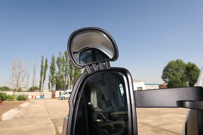 Milenco Aero Blind Spot Mirror Installed on Towing Vehicle Mirror | United RV Parts