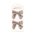 Mocha Floral Lace Bow Clip Set