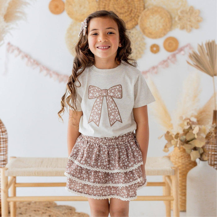 Mocha Floral Lace Bow Clip Set