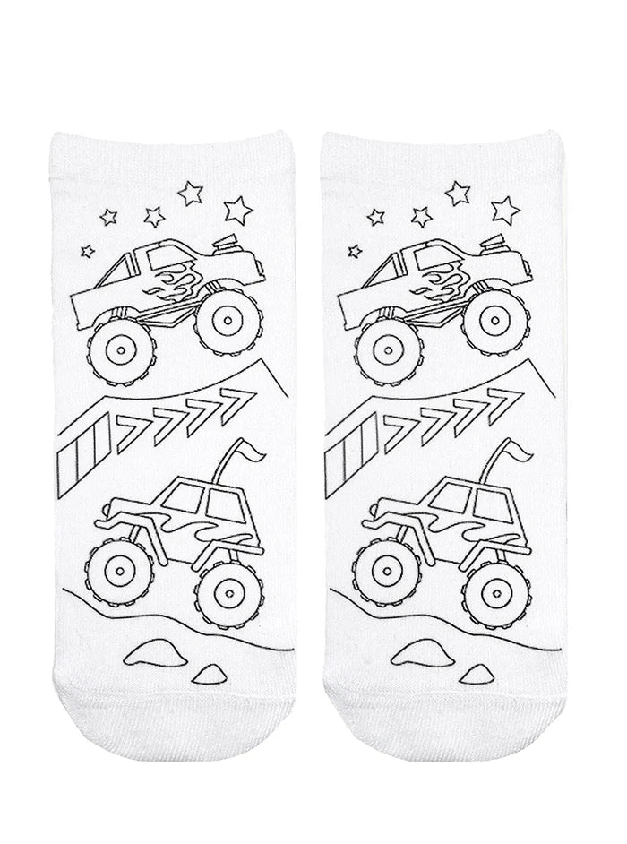 Monster Truck Mania Coloring Socks