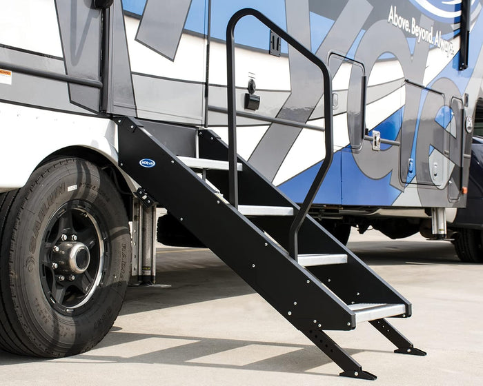 MORryde 4-Step Handrail Installed on RV Steps - Application View | United RV Parts