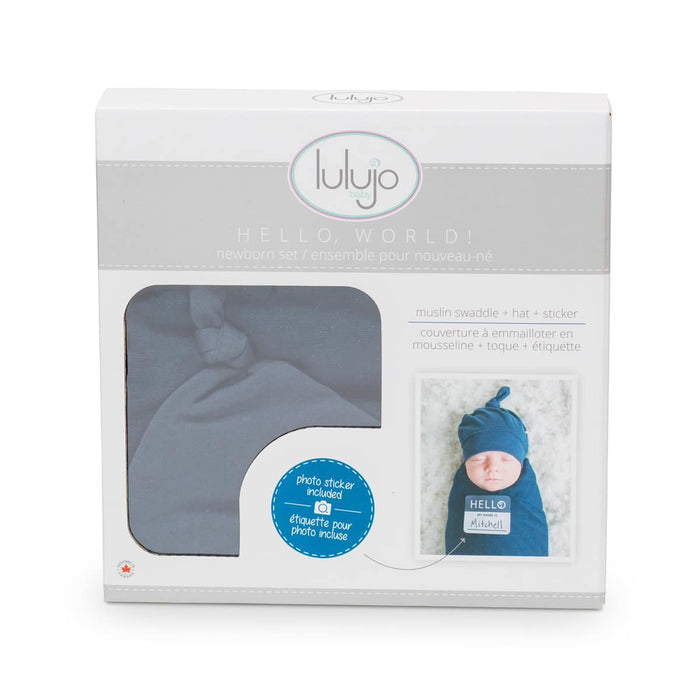Navy Hat & Swaddle Set