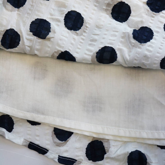 Navy Polka Dot Dress with Flutter Sleeve