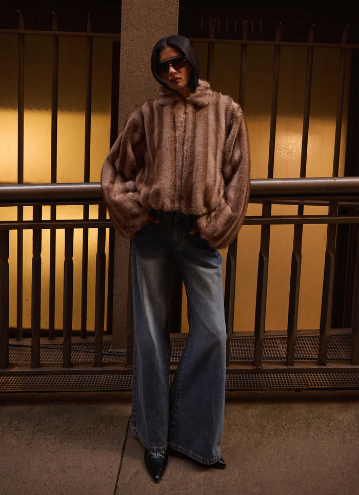 Naylor Faux Fur Jacket - Brown