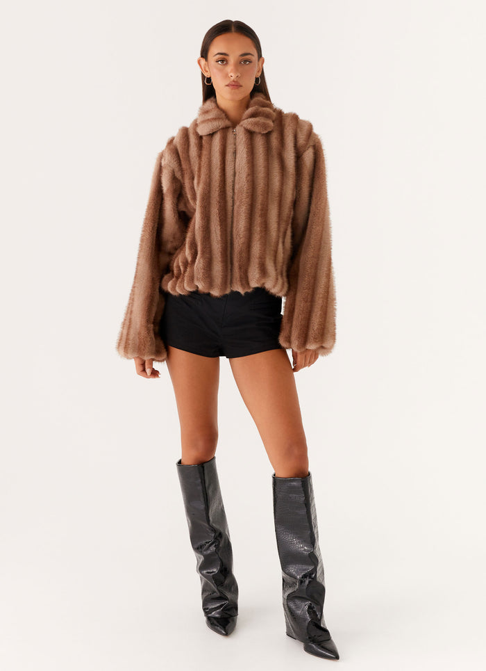 Naylor Faux Fur Jacket - Brown