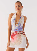 No Time Mini Dress - White Sea Bloom