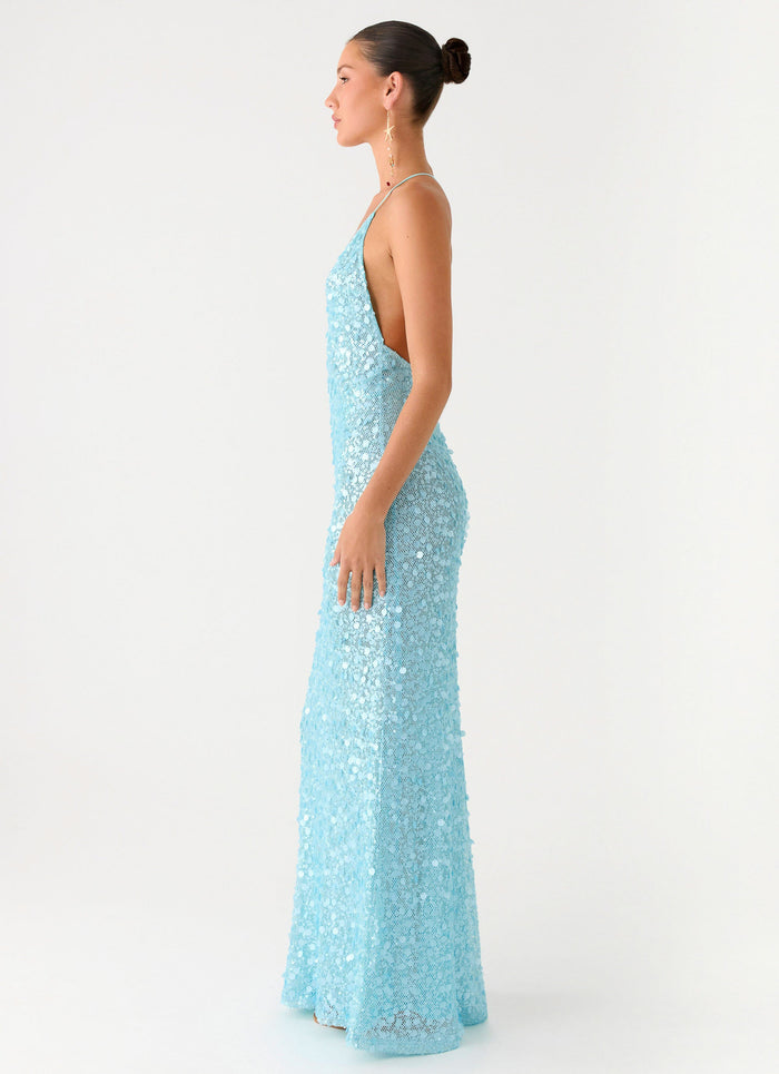 Ocean Views Sequin Maxi Dress - Blue