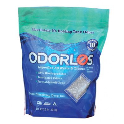 Odorlos Black Water Drop Ins V77020 10-Pack Resealable Bag - Front View | United RV Parts