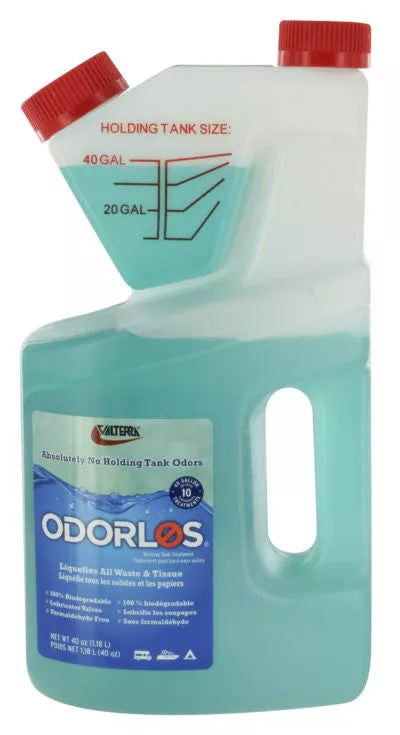 Teal Odorlos V77002 Black Water Treatment 40oz Self-Measuring Bottle - Front View | United RV Parts