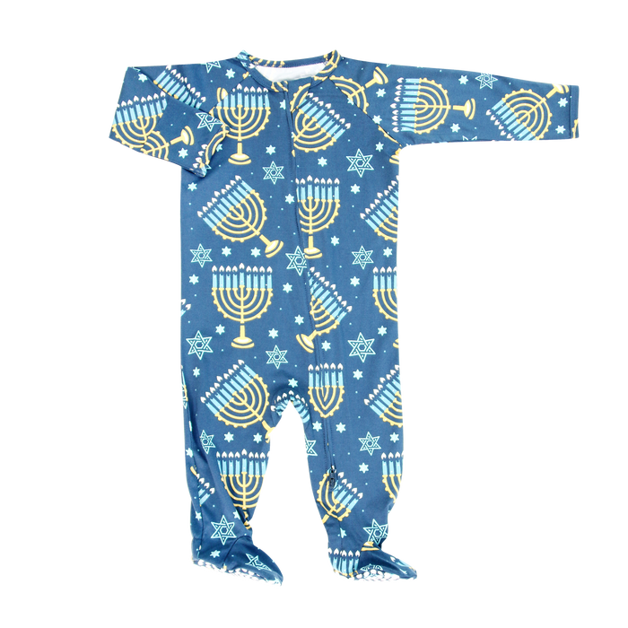 Ora of the Menorah Bamboo Zipper Footie