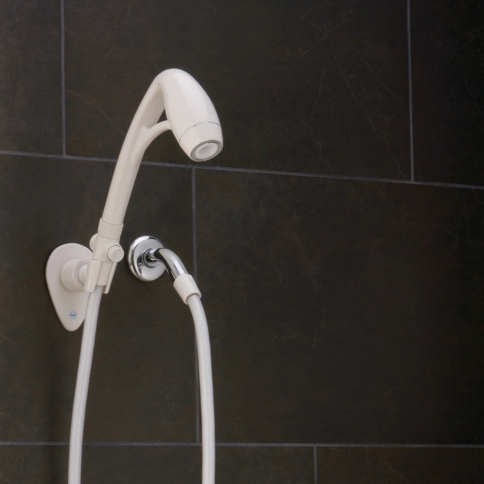 White Oxygenics RV Shower Head in Wall Mount Position - Installation View | United RV Parts