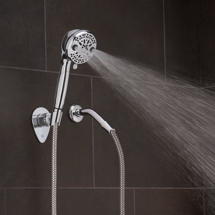 Oxygenics PowerFlow Chrome RV Shower Head with Pulsating Massage Spray - In-Use Detail | United RV Parts