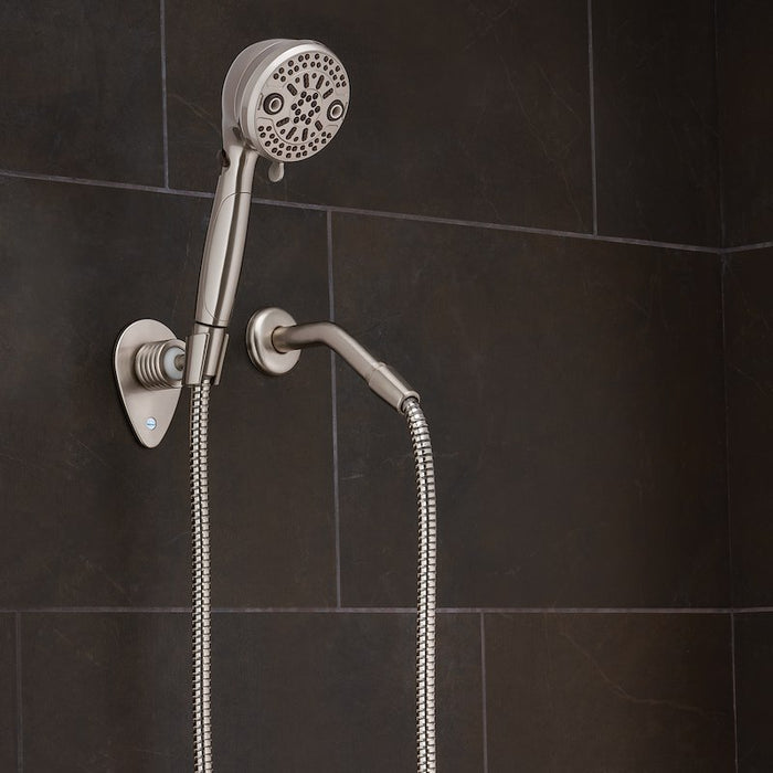 Brushed Nickel PowerFlow RV Shower Head - Wall Mount Installation | United RV Parts