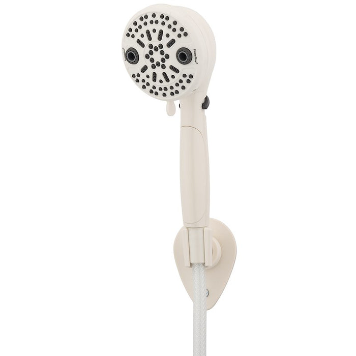 White Oxygenics PowerFlow RV Handheld Shower 87764 with Hose and Bracket - Side Angle View | United RV Parts