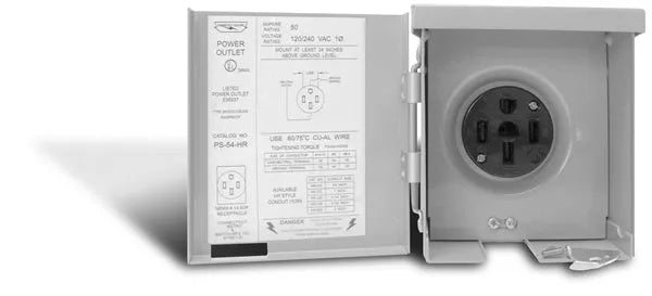 Silver Parallax U054P 50 Amp RV Electrical Box - Open View with Wiring Diagram | United RV Parts
