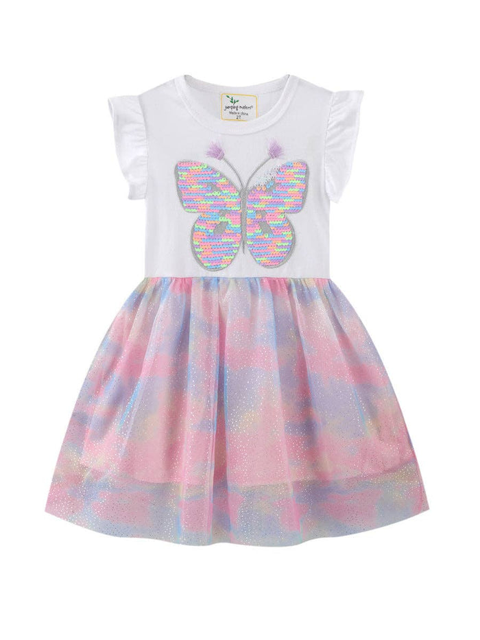 Pastel Rainbow Butterfly Flutter Dress