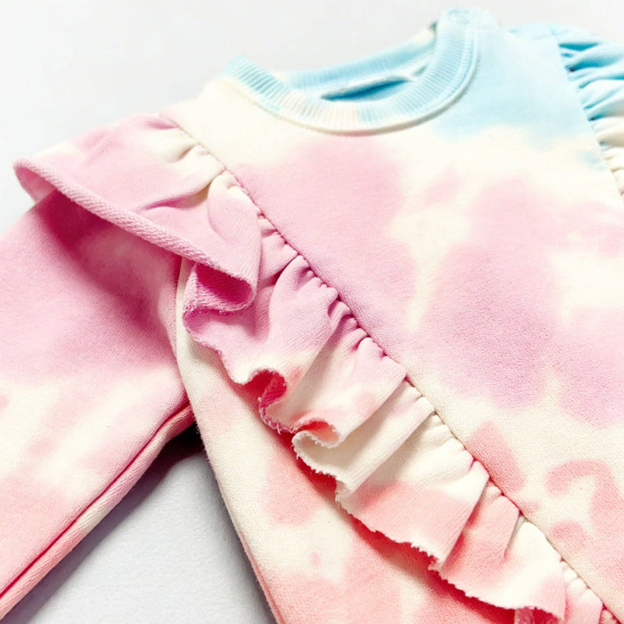 Pastel Tie-Dye Ruffle Jogger Set