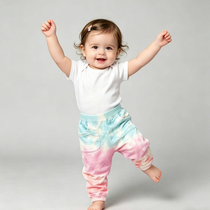 Pastel Tie-Dye Ruffle Jogger Set