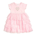 Pearl Heart Tiered Short Sleeve Tutu Baby Dress