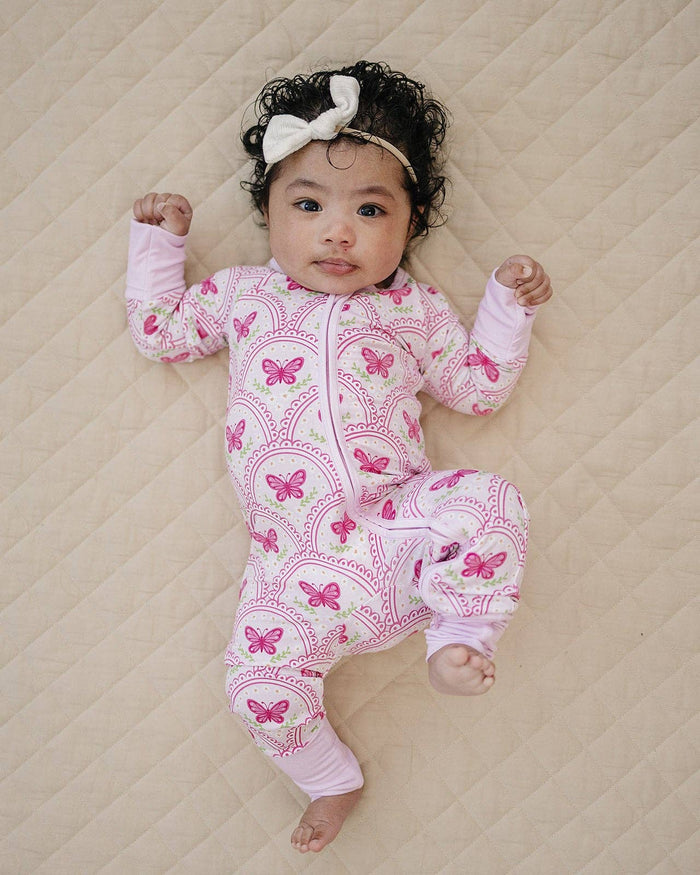 Pink Butterfly Bamboo Zip Romper