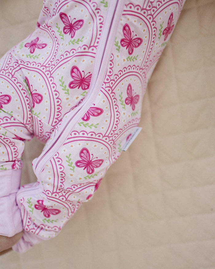 Pink Butterfly Bamboo Zip Romper