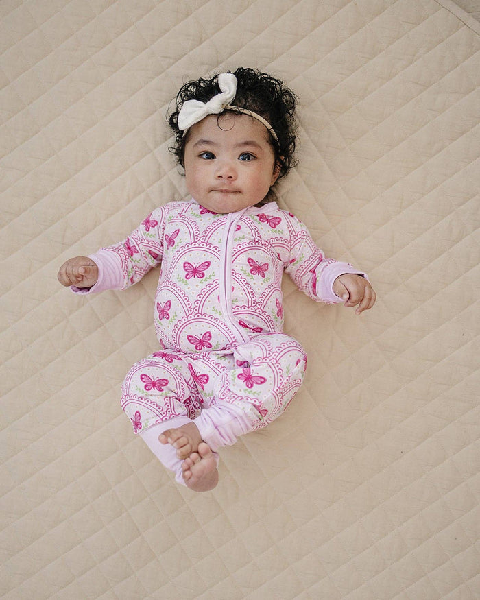 Pink Butterfly Bamboo Zip Romper