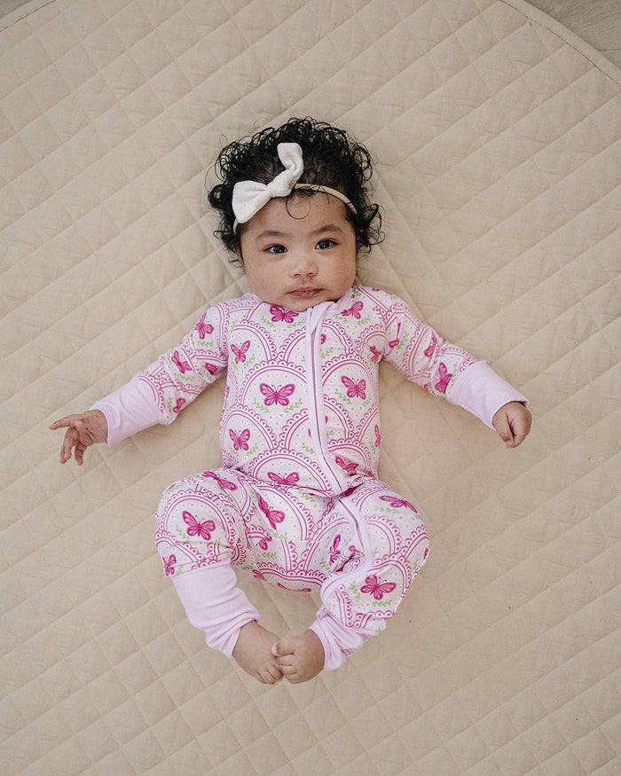 Pink Butterfly Bamboo Zip Romper