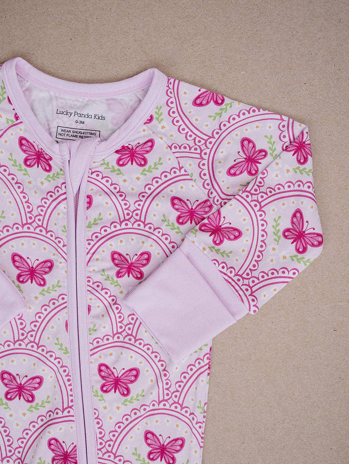 Pink Butterfly Bamboo Zip Romper