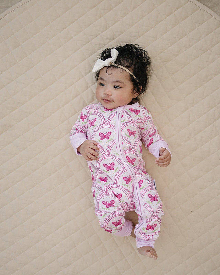 Pink Butterfly Bamboo Zip Romper