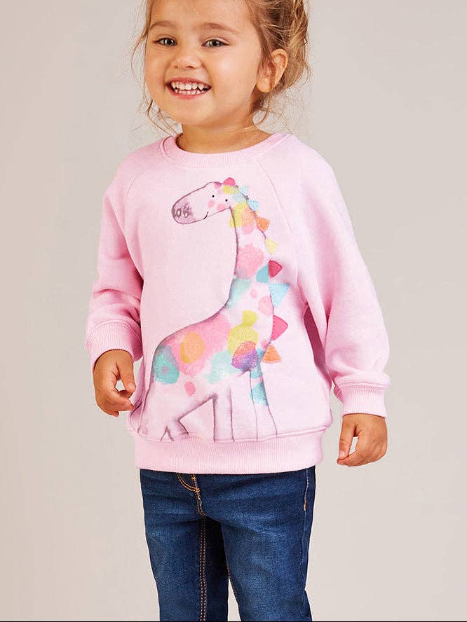 Pink Dino Pullover Sweatshirt