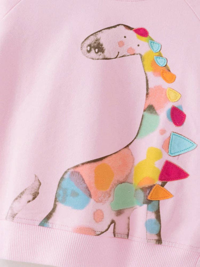 Pink Dino Pullover Sweatshirt