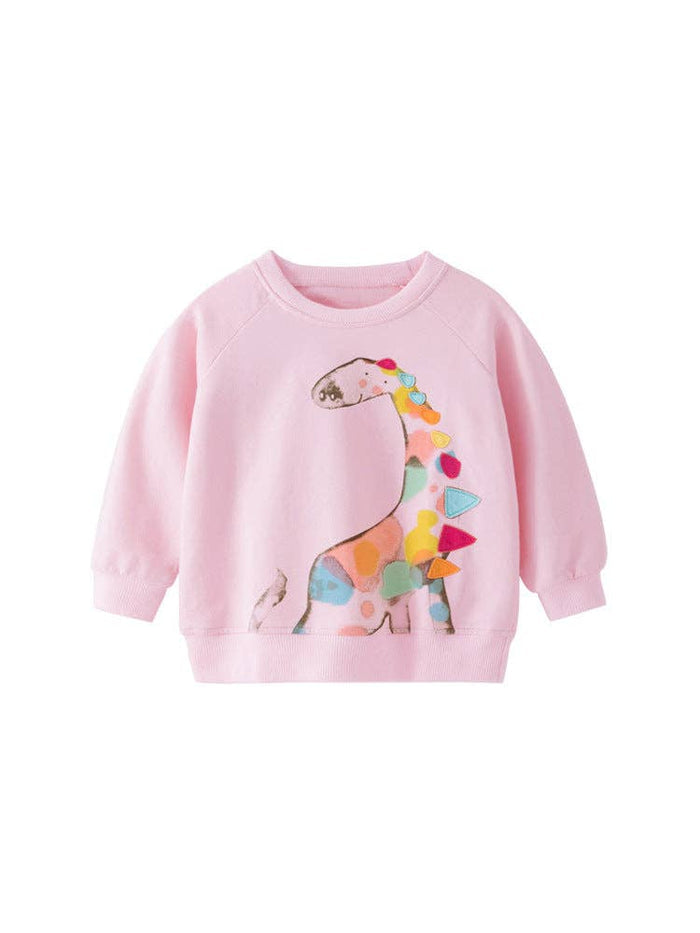 Pink Dino Pullover Sweatshirt