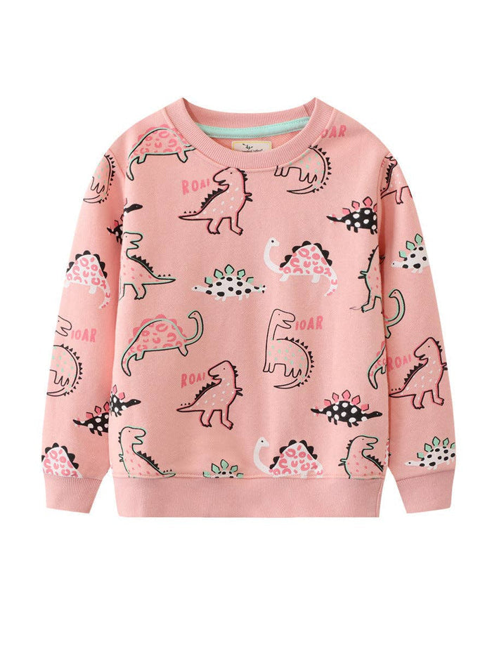 Pink Dinosaurs Pullover Sweatshirt