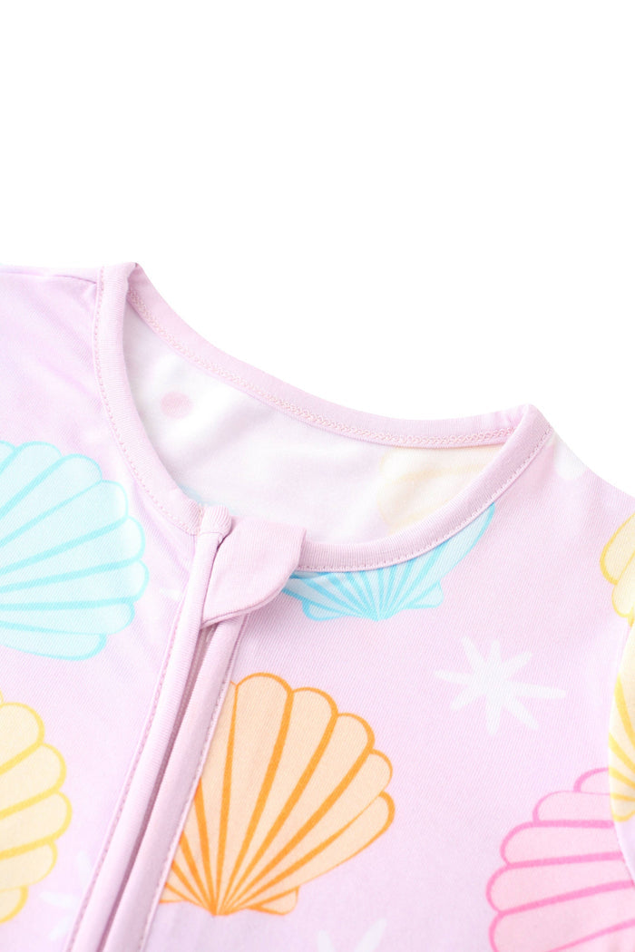 PoshTOT Seashells Bamboo Convertible Zip Romper