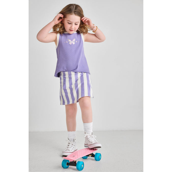 Purple Striped Terry Skort
