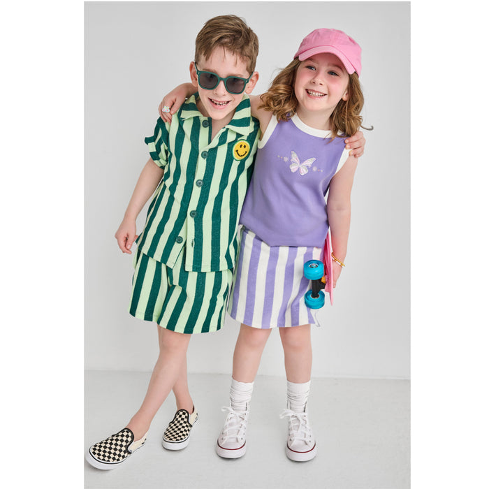 Purple Striped Terry Skort