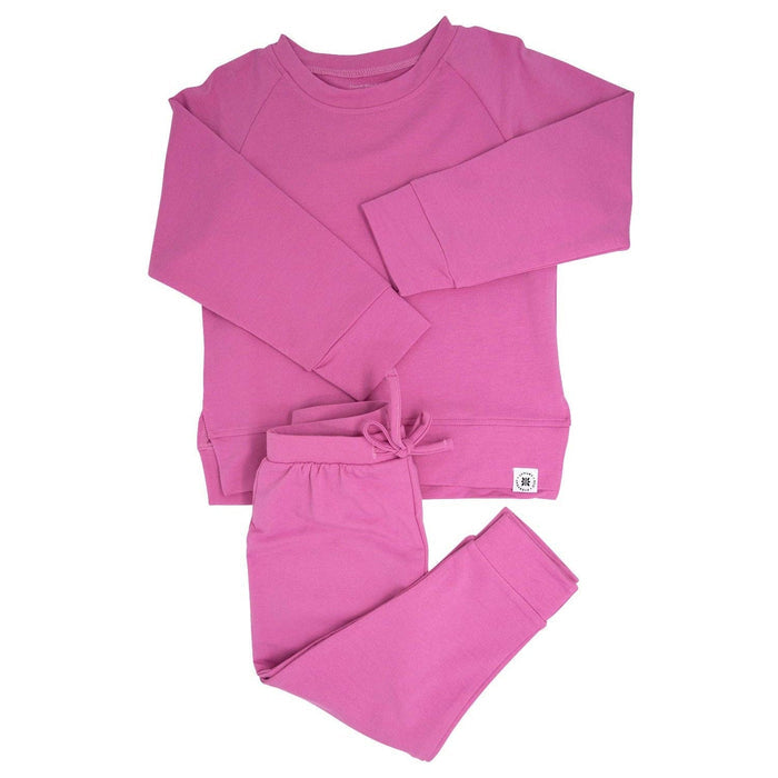 Raspberry French Terry Bamboo Crew Neck Jogger Set (Infant)