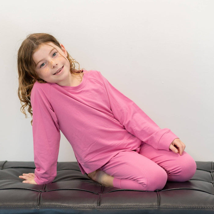 Raspberry French Terry Bamboo Crew Neck Jogger Set