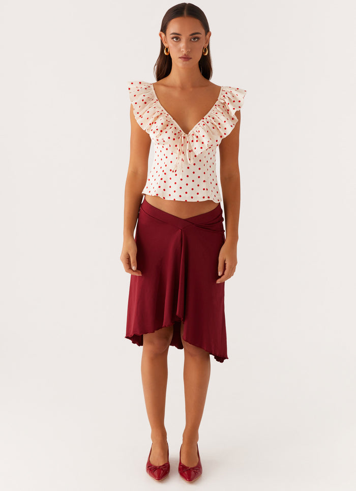 Regan Ruffle Top - Red Polka Dot