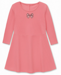Rose Scoop Neck Ribbed Bow Dress