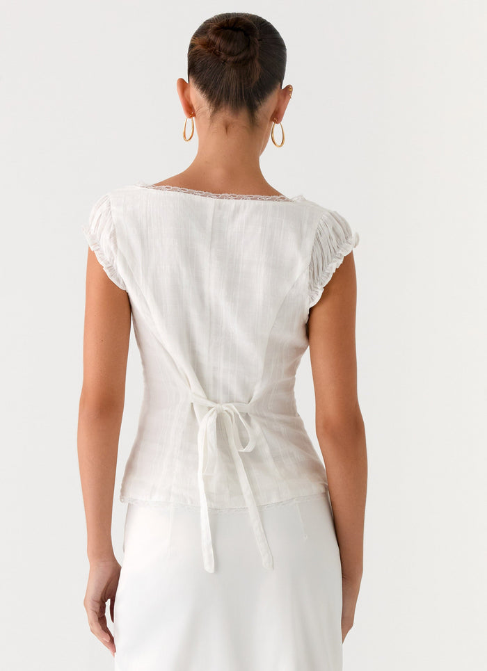 Ruann Lace Trim Top - White