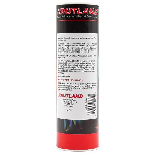 Rutland Rainbow Flame Crystals No. 715 Campfire Colorant - Back Label with Directions | United RV Parts