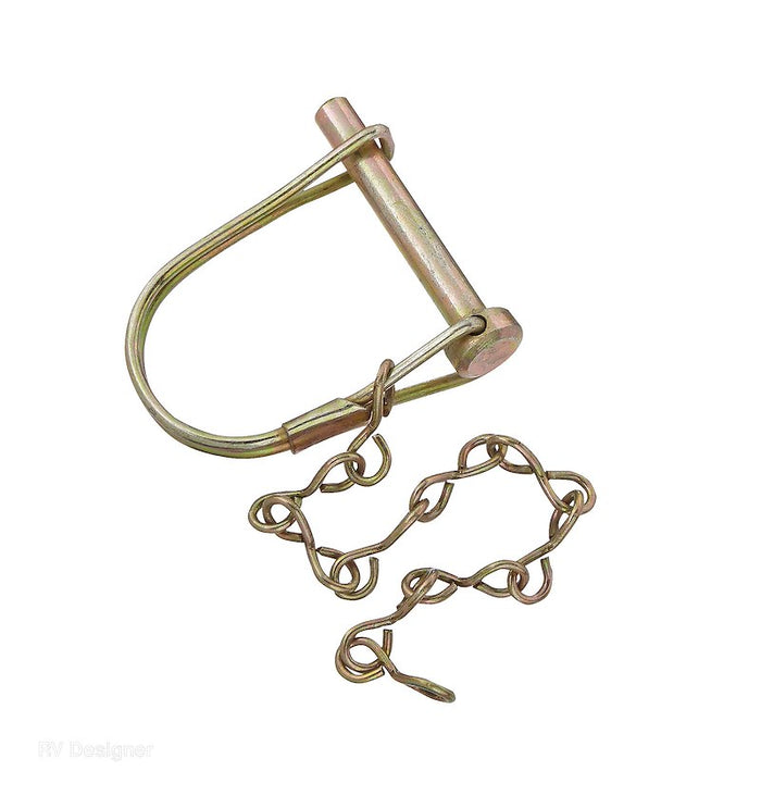 Zinc-Plated Steel Coupler Lock Pin with Chain - Product View | United RV Parts