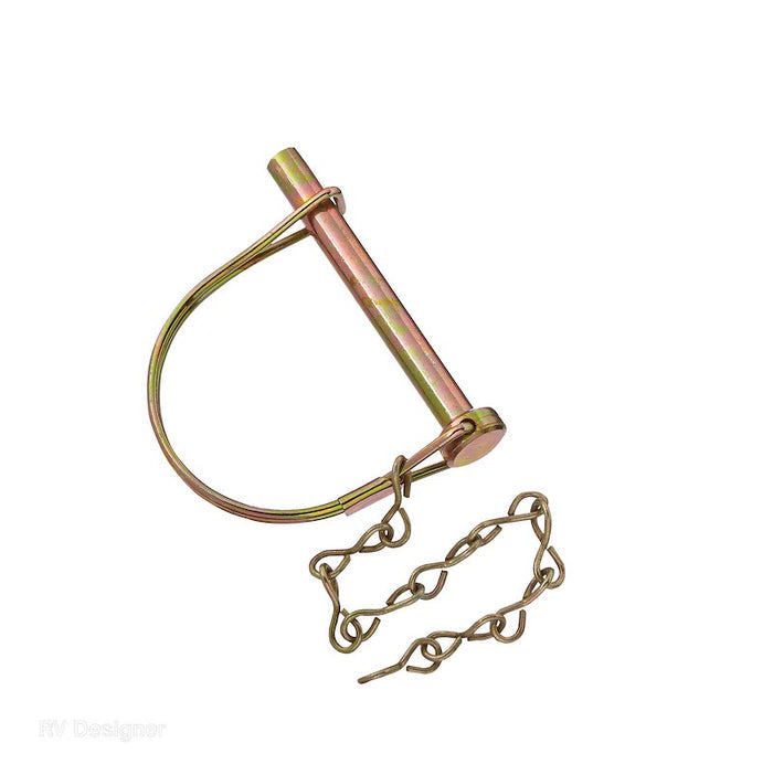 Zinc Plated Steel Coupler Lock Pin 5/16 x 2-1/2 with Safety Chain - Product View | United RV Parts