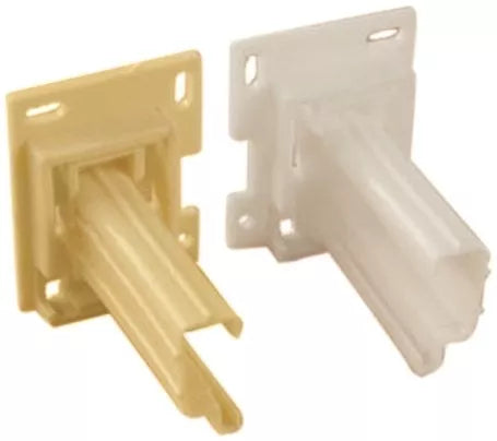 Tan White Plastic RV Drawer Slide Socket Set H307 Question Mark Shape - Side View | United RV Parts