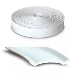 White Vinyl RV Trim Insert E321 - Rolled Coil and Curved Profile Close-Up | United RV Parts